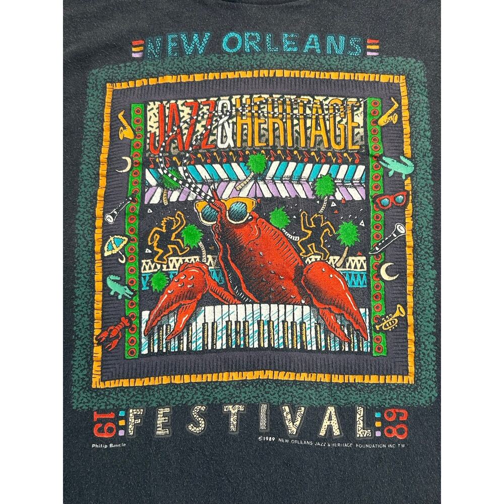 Vintage 1989 New Orleans Jazz Heritage Festival T Shirt Youth XL Single Stitch - Picture 4 of 7
